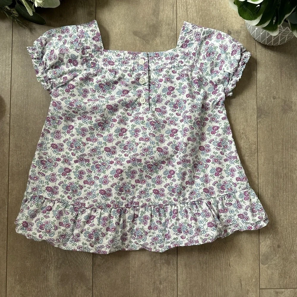 Vintage Oshkosh B’Gosh Girls Floral Print Blouse Puff Sleeve Cottagecore Size 6x